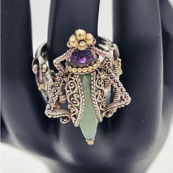 Barbara Bixby Jewelry Grasshopper Sterling Silver 18K Gold Filigree Ring Size 10 - Picture 13 of 16